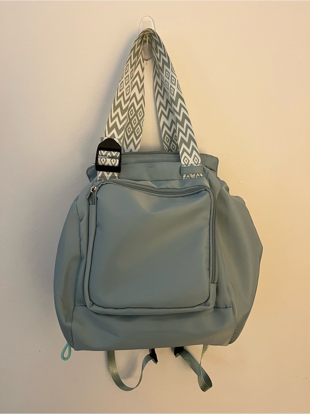 Mint Green Convertible Tote Backpack Travel Bag Aqua Multi Pocket - Picture 8 of 10